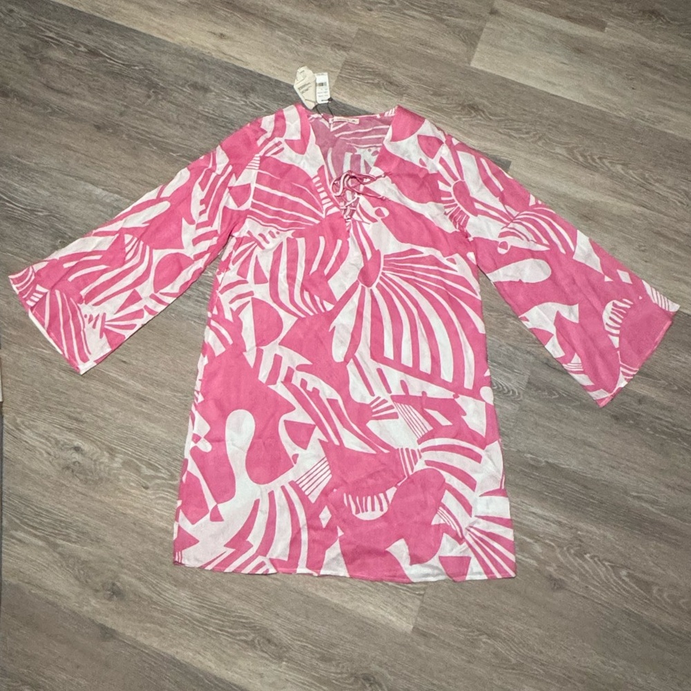 SALTY LEMON Hot Pink Abstract Tropical Swimsuit Cover-Up